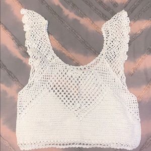 White crocheted top